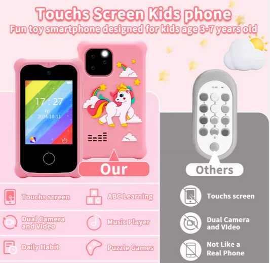 Unicorn toddlers play smartphone