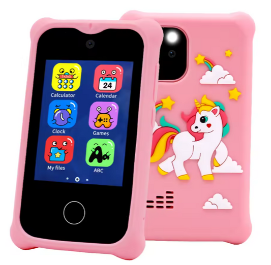 Unicorn toddlers play smartphone